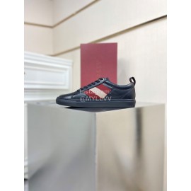 Bally Fashion Calfskin Webbing Casual Sneakers For Men Black