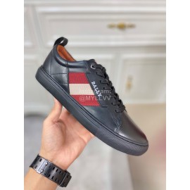 Bally Fashion Calfskin Webbing Casual Sneakers For Men Black