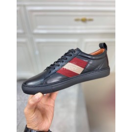 Bally Fashion Calfskin Webbing Casual Sneakers For Men Black