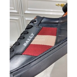 Bally Fashion Calfskin Webbing Casual Sneakers For Men Black