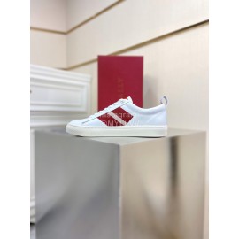 Bally New Calfskin Webbing Casual Sneakers For Men White