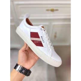 Bally New Calfskin Webbing Casual Sneakers For Men White