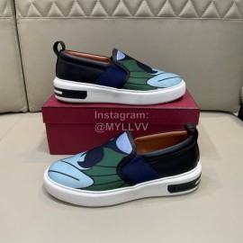 Bally New Printed Cowhide Casual Sneakers For Men Blue