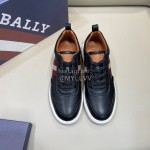 Bally Light Cowhide Lace Up Casual Sneakers For Men Black