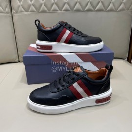 Bally Light Cowhide Lace Up Casual Sneakers For Men Black