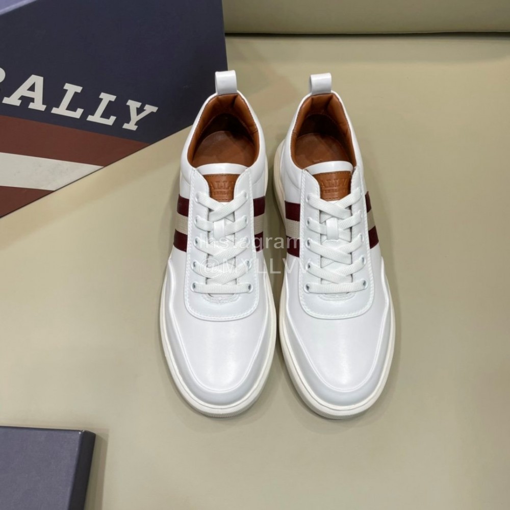 Bally Light Cowhide Lace Up Casual Sneakers For Men White