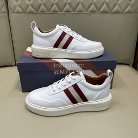 Bally Light Cowhide Lace Up Casual Sneakers For Men White