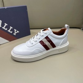 Bally Light Cowhide Lace Up Casual Sneakers For Men White