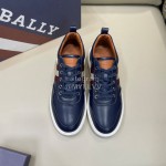 Bally Light Cowhide Lace Up Casual Sneakers For Men Navy