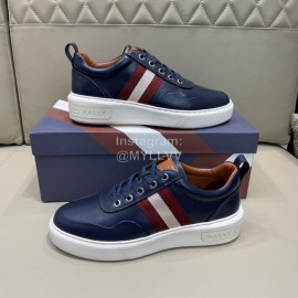 Bally Light Cowhide Lace Up Casual Sneakers For Men Navy