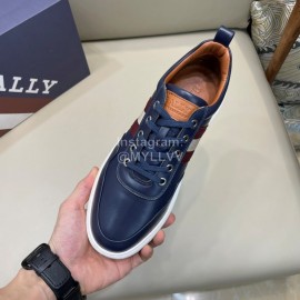 Bally Light Cowhide Lace Up Casual Sneakers For Men Navy