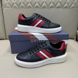 Bally Light Woven Cowhide Lace Up Casual Sneakers For Men Red