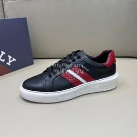 Bally Light Woven Cowhide Lace Up Casual Sneakers For Men Red