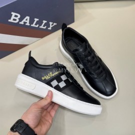 Bally Fashion Plaid Cowhide Lace Up Casual Sneakers For Men Black