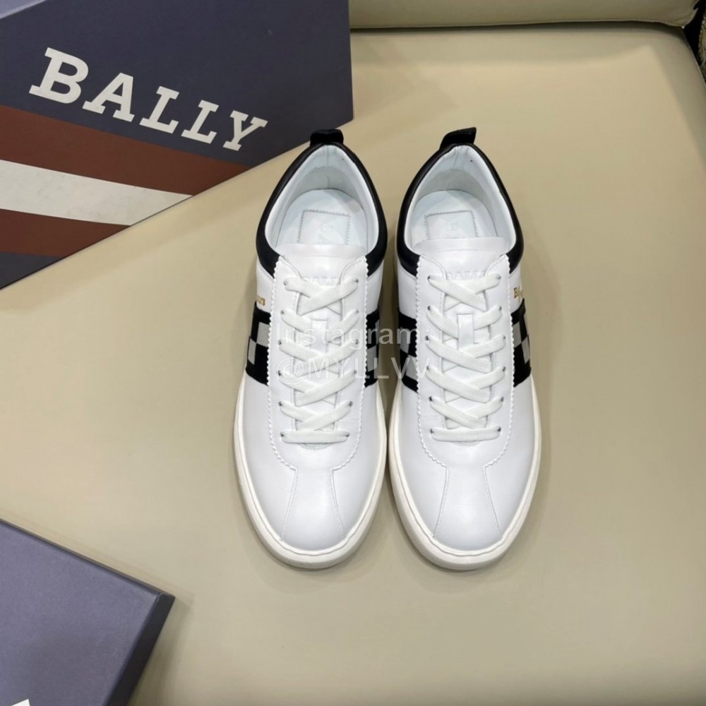 Bally Fashion Plaid Cowhide Lace Up Casual Sneakers For Men White