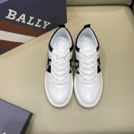Bally Fashion Plaid Cowhide Lace Up Casual Sneakers For Men White