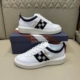 Bally Fashion Plaid Cowhide Lace Up Casual Sneakers For Men White