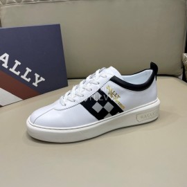 Bally Fashion Plaid Cowhide Lace Up Casual Sneakers For Men White