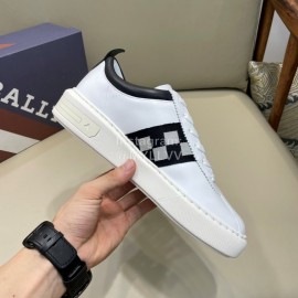 Bally Fashion Plaid Cowhide Lace Up Casual Sneakers For Men White