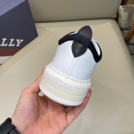 Bally Fashion Plaid Cowhide Lace Up Casual Sneakers For Men White