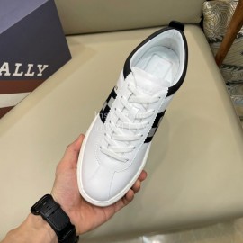 Bally Fashion Plaid Cowhide Lace Up Casual Sneakers For Men White