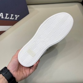 Bally Fashion Plaid Cowhide Lace Up Casual Sneakers For Men White