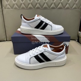 Bally Light Cowhide Mesh Lace Up Casual Sneakers For Men White