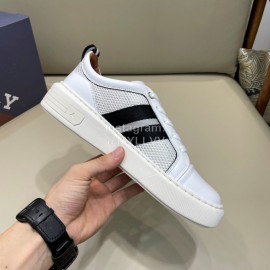 Bally Light Cowhide Mesh Lace Up Casual Sneakers For Men White