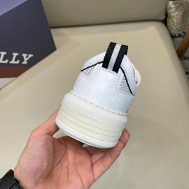 Bally Light Cowhide Mesh Lace Up Casual Sneakers For Men White