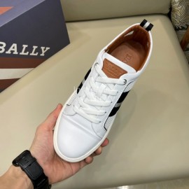 Bally Light Cowhide Mesh Lace Up Casual Sneakers For Men White