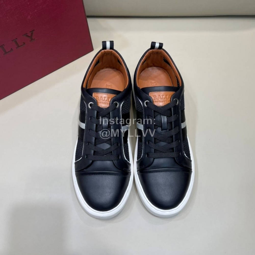 Bally Light Cowhide Mesh Lace Up Casual Sneakers For Men Black