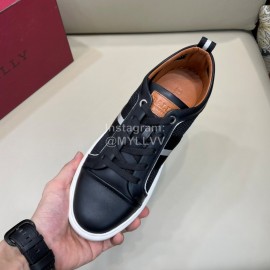 Bally Light Cowhide Mesh Lace Up Casual Sneakers For Men Black