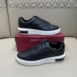 Bally Black Cowhide Lace Up Casual Sneakers For Men 