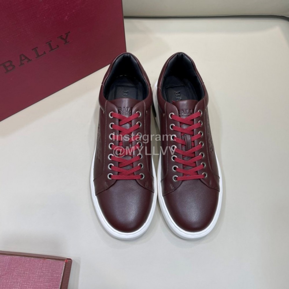 Bally Cowhide Lace Up Casual Sneakers For Men Wine Red