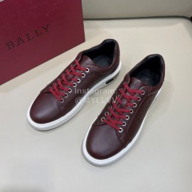 Bally Cowhide Lace Up Casual Sneakers For Men Wine Red