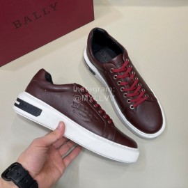 Bally Cowhide Lace Up Casual Sneakers For Men Wine Red