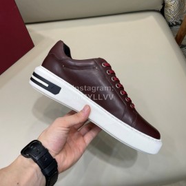 Bally Cowhide Lace Up Casual Sneakers For Men Wine Red