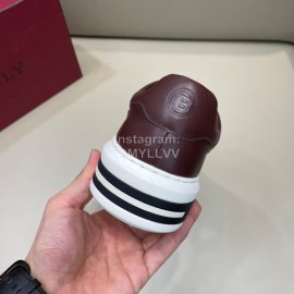 Bally Cowhide Lace Up Casual Sneakers For Men Wine Red