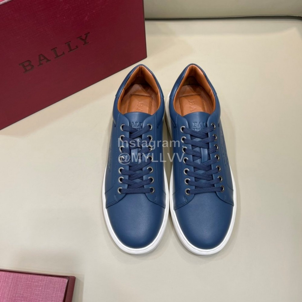 Bally Cowhide Lace Up Casual Sneakers For Men Blue