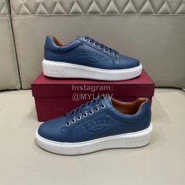 Bally Cowhide Lace Up Casual Sneakers For Men Blue