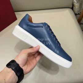 Bally Cowhide Lace Up Casual Sneakers For Men Blue