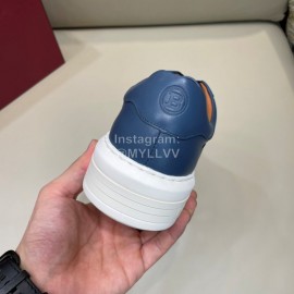 Bally Cowhide Lace Up Casual Sneakers For Men Blue