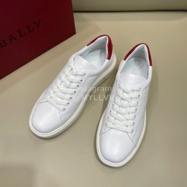 Bally Cowhide Lace Up Casual Sneakers For Men White