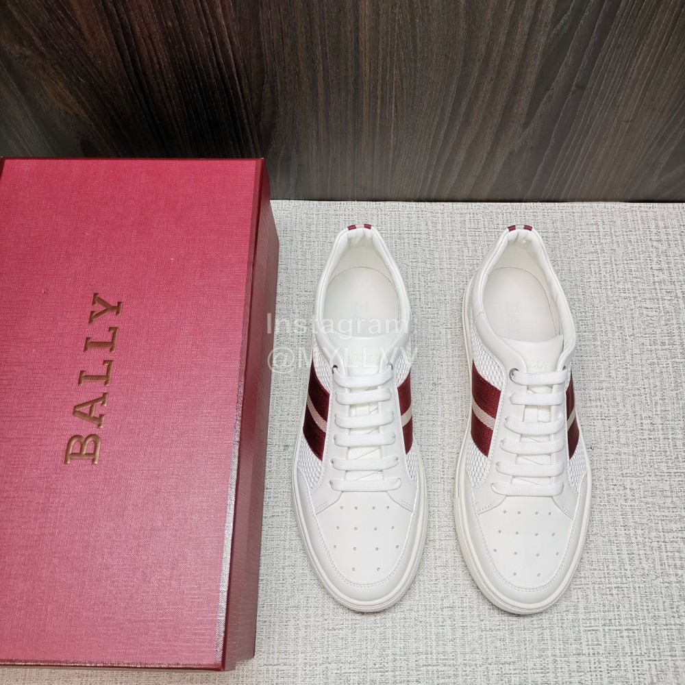 Bally Soft Calfskin Mesh Lace Up Sneakers For Men Red