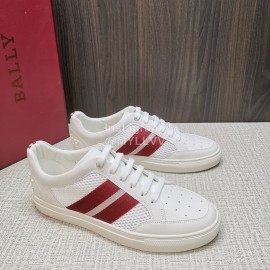 Bally Soft Calfskin Mesh Lace Up Sneakers For Men Red