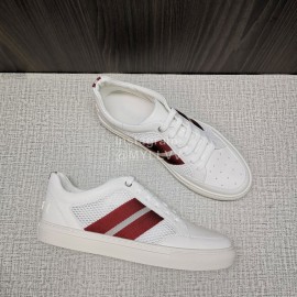 Bally Soft Calfskin Mesh Lace Up Sneakers For Men Red