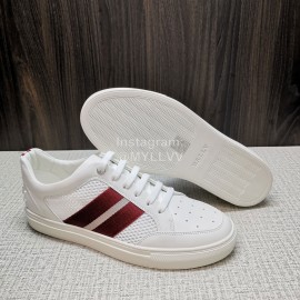 Bally Soft Calfskin Mesh Lace Up Sneakers For Men Red