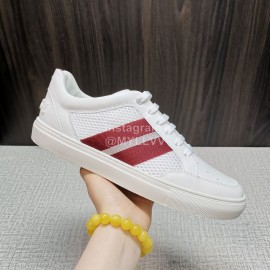 Bally Soft Calfskin Mesh Lace Up Sneakers For Men Red