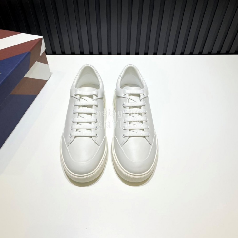 Bally Calf Leather Thick Soled Casual Shoes For Men White