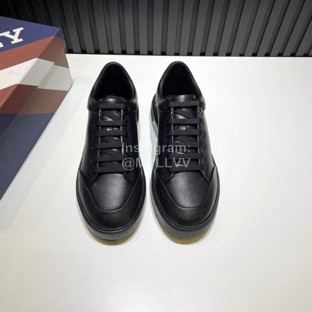 Bally Calf Leather Thick Soled Casual Shoes For Men Black
